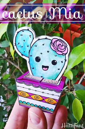 Hattifant's Mia a Cactus Favor Box Papercraft to download for free