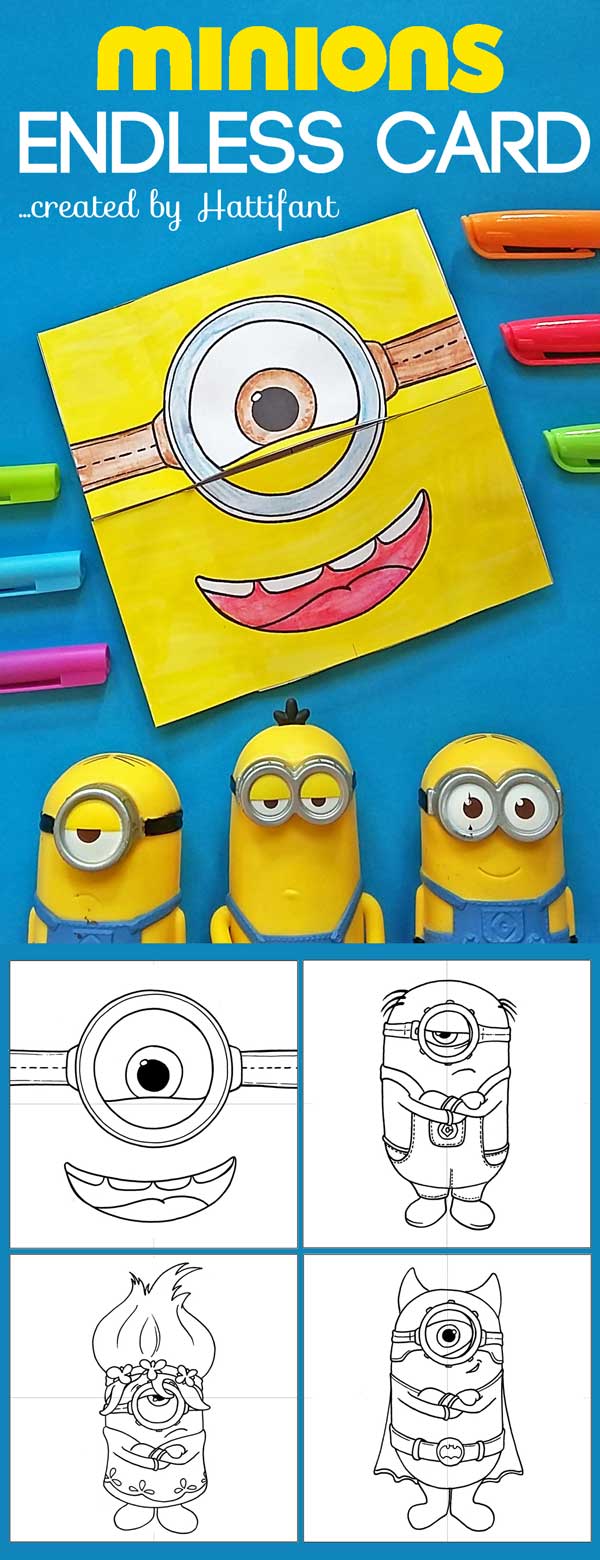 Hattifant's Minion Endless Card to Color and Craft Free Printable