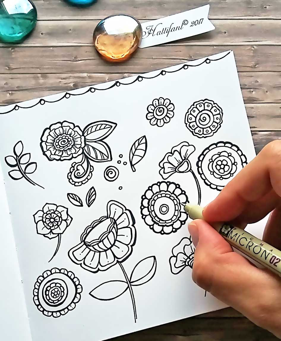 Hattifant's Flower Doodle Bookmarks to DIY and Color