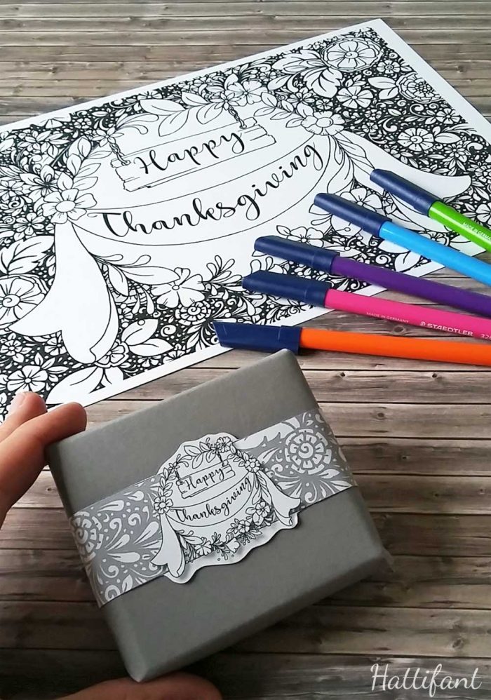 Hattifant's Thanksgiving Table Decoration Flower Doodle Cat Printables