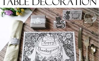 Hattifant's Thanksgiving Table Decoration Flower Doodle Cat Printables