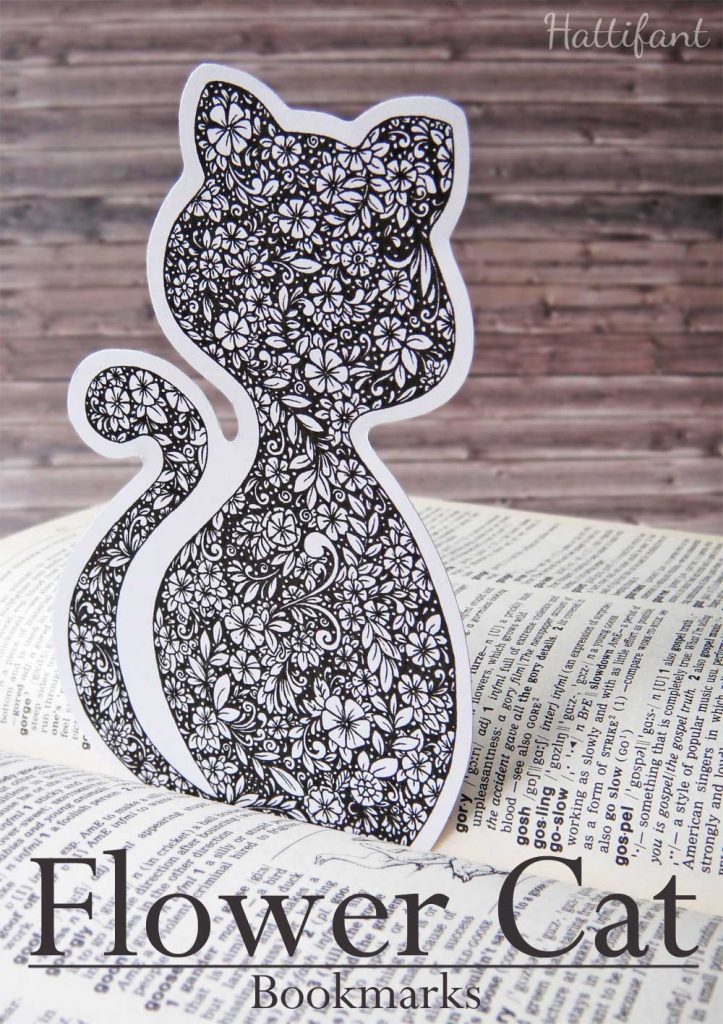 Hattifant Flower Cat Bookmark Series Corner Bookmark Magnetic Coloring Page