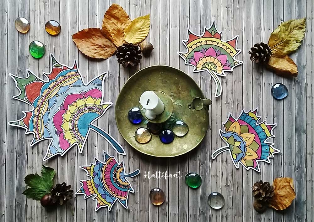Hattifant's Thanksgiving Mandala Autumn Leaf Coloring Page Printable