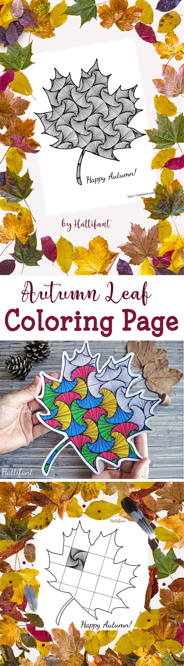 Hattifant's Paradox Square Pattern Autumn Fall Leaf Coloring Page