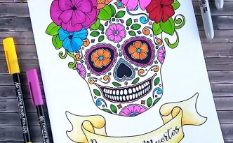 Hattifant's Day of the Dead Sugar Skull Coloring Page