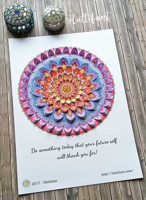 Hattifant's Home Decor Mandala Papercut to Color In or readily in Color