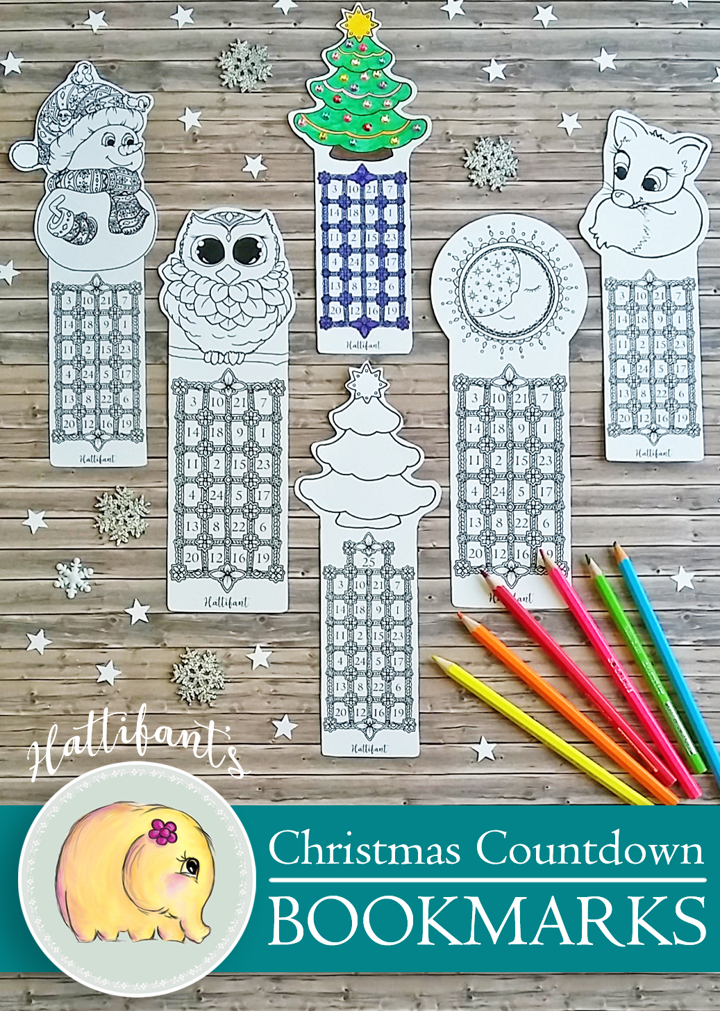 Hattifant Bookmark Christmas Countdown Advent Calendar Printable Coloring Page Hattifant