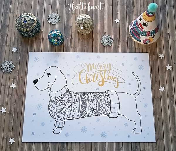 Hattifant's Dachshund Coloring Papercraft and bookmark