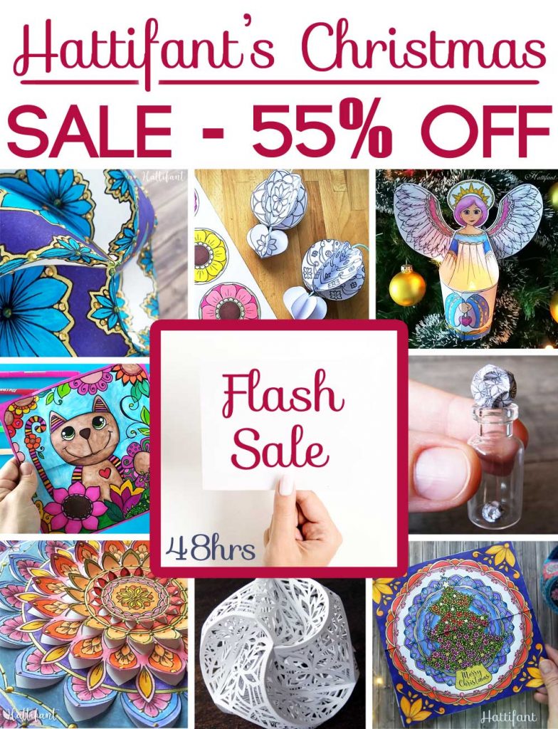 Hattifant's Flash Sale for 14 Papercrafts and Coloring Pages 55% off