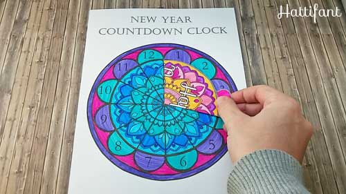 Hattifant's New Year Countdown Clock Paper and Coloring Craft