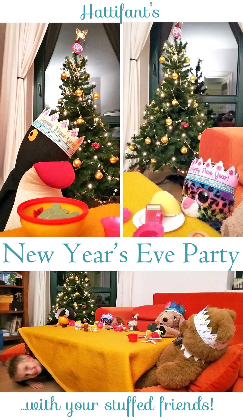 Hattifant's New Year's Eve Party Crown Papercraft with printables Coloring Pages