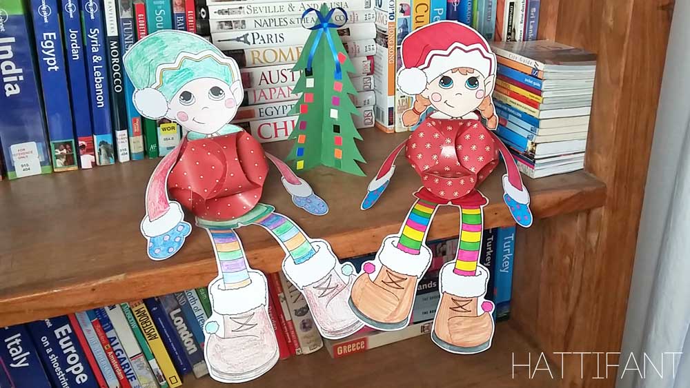 Hattifant's Christmas Elves with Triskele Paper Globes Papercraft