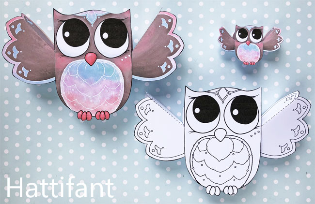 Hattifant's Owl Paper Toys to DIY Fluffy