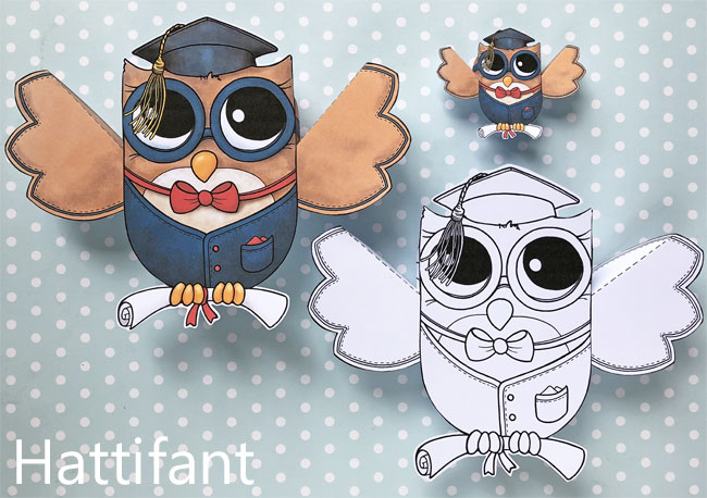 Hattifant's Owl Paper Toys to DIY Graduation