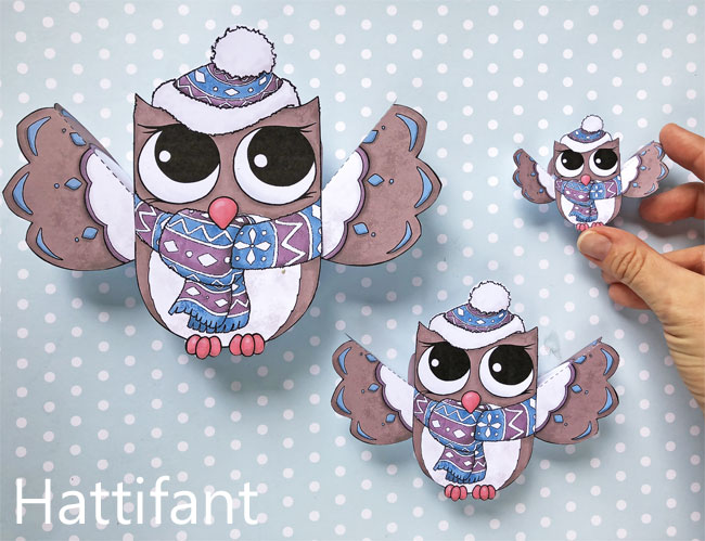 Hattifant's Owl Paper Toys to DIY Winter