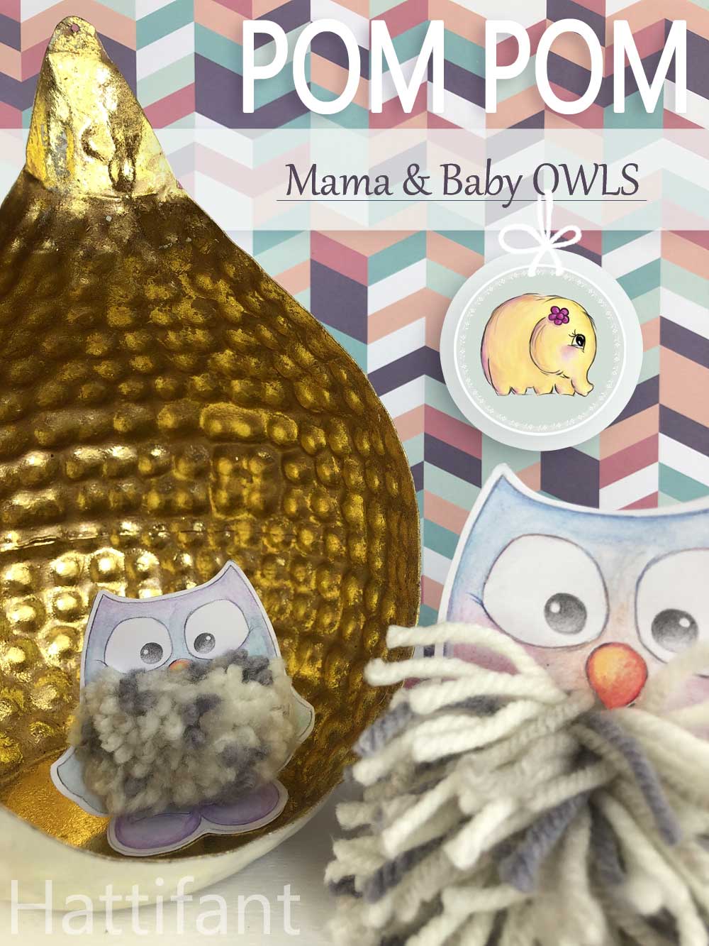 Hattifant's Pom Pom Mama & Baby Owls Paper Craft