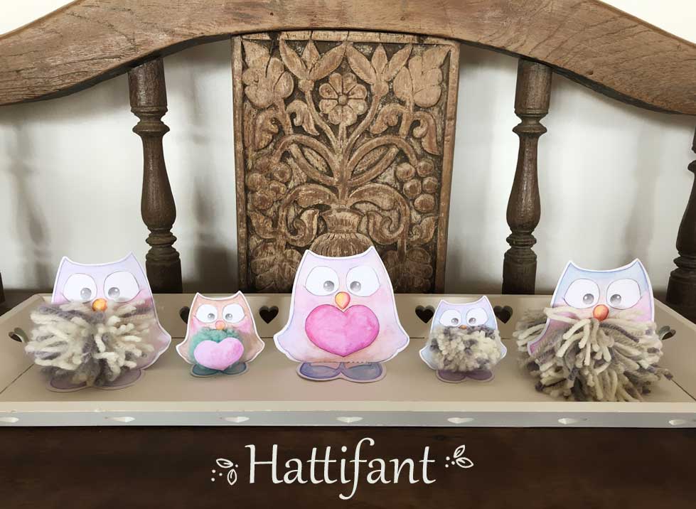 Hattifant's Pom Pom Mama & Baby Owls Paper Craft Ensemble