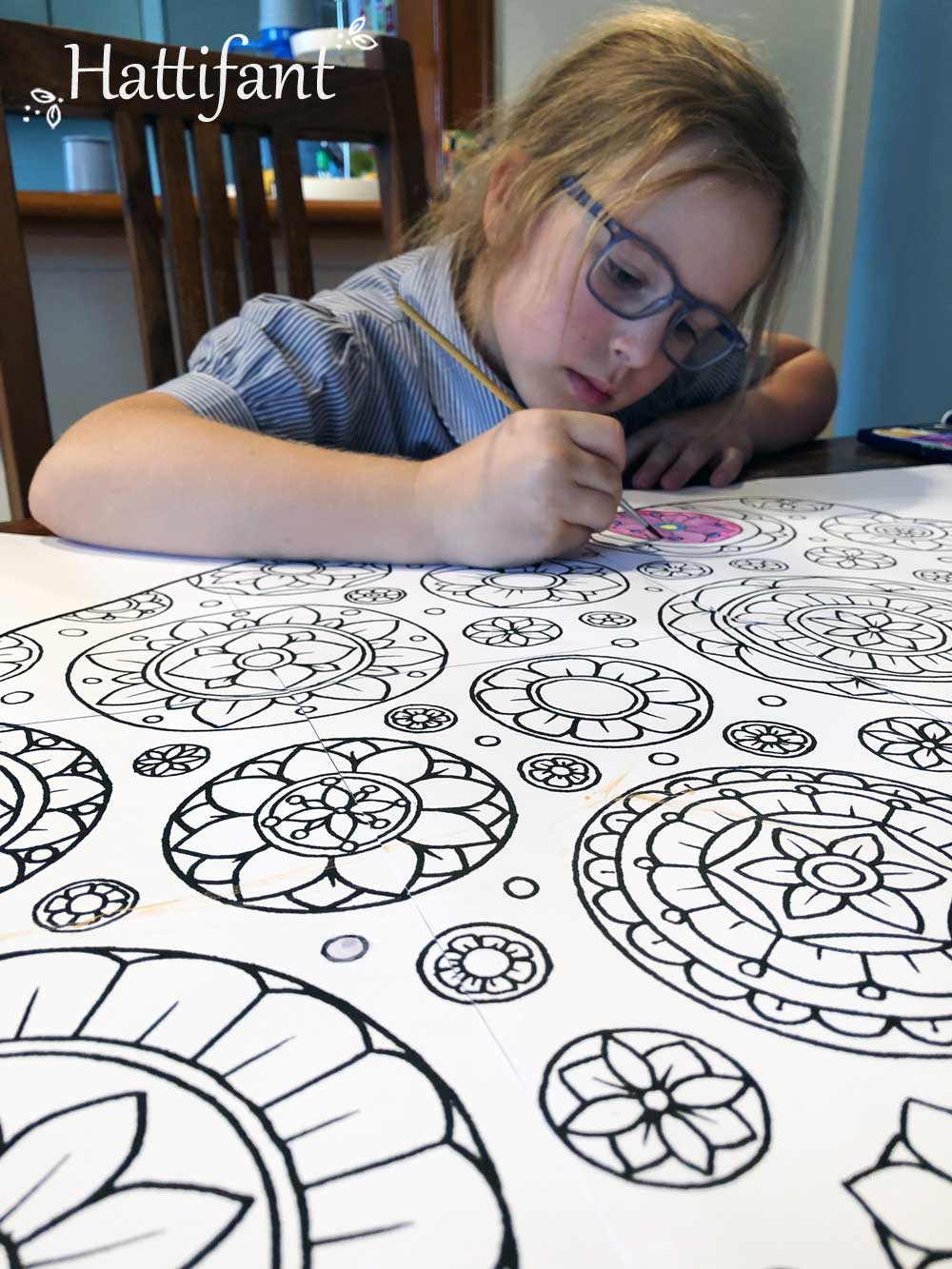 Hattifant's Giant Mandala Christmas Tree Poster to Color In Process