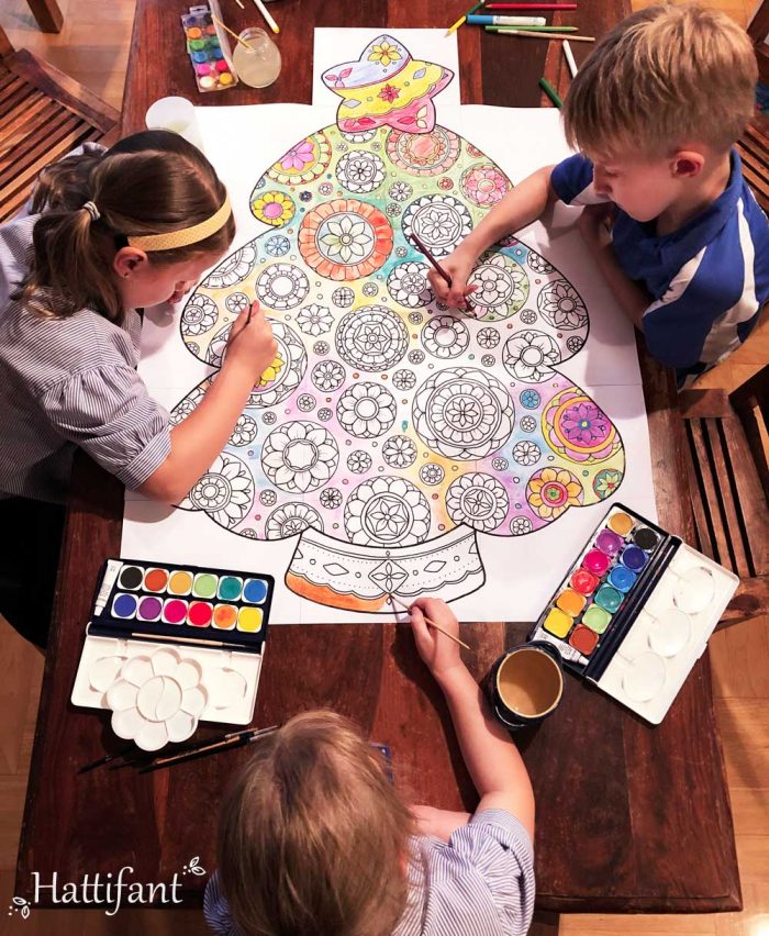 Hattifant Giant Poster Mandala Christmas Tree to Color In 