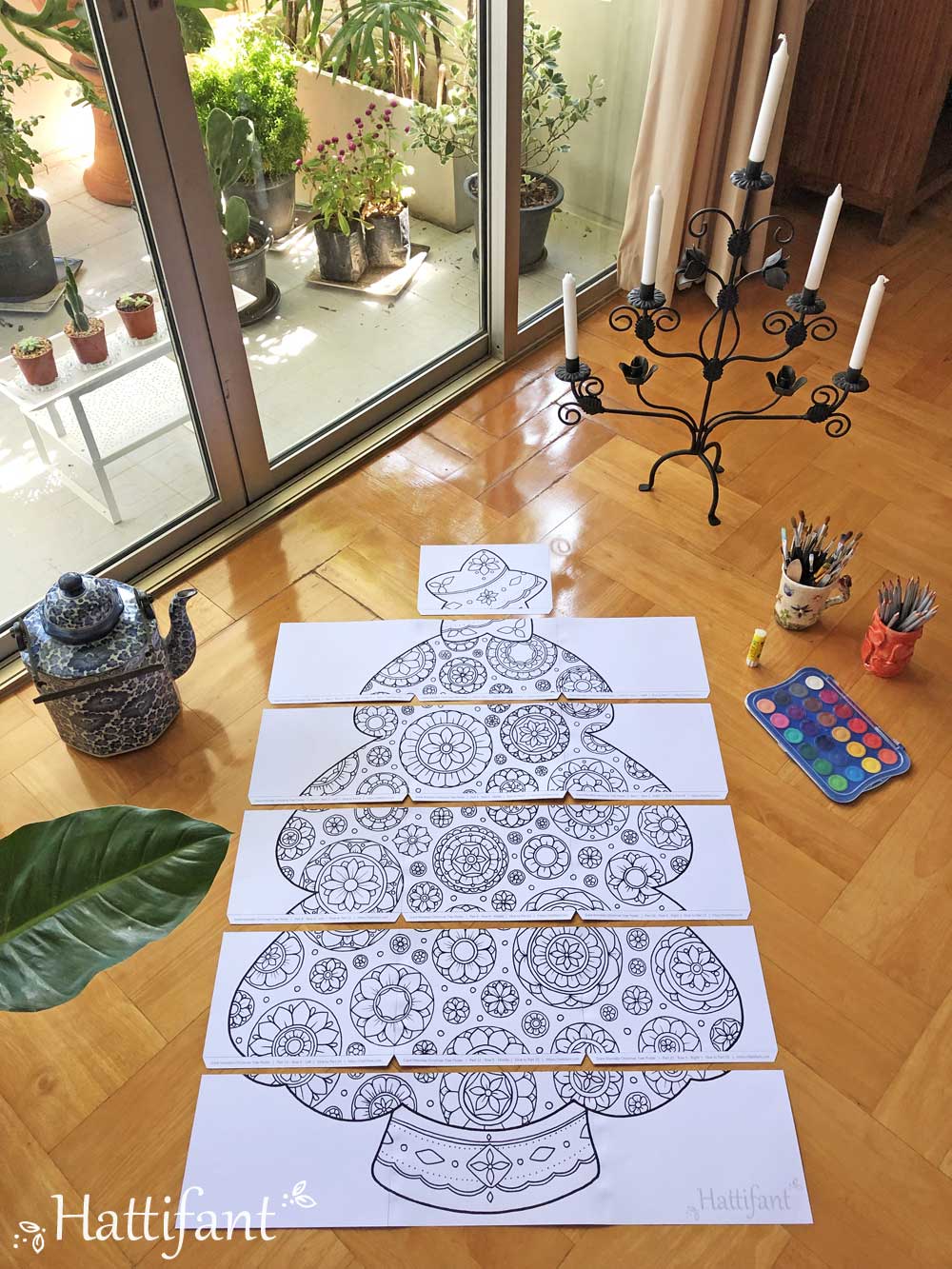 Hattifant's Giant Mandala Christmas Tree Poster to Color In