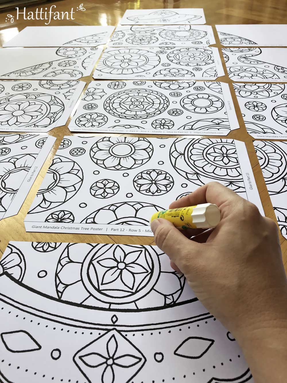 Hattifant's Giant Mandala Christmas Tree Poster to Color In