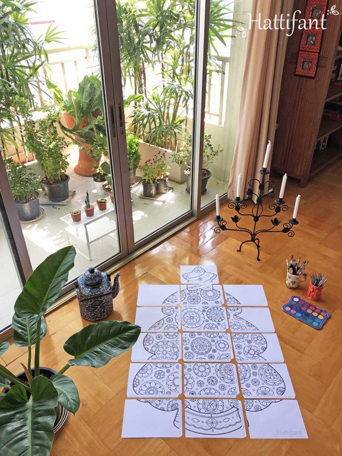 Hattifant's Giant Mandala Christmas Tree Poster to Color In