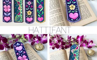 Hattifant's Flower and Hearts Bookmarks ready for Valentine