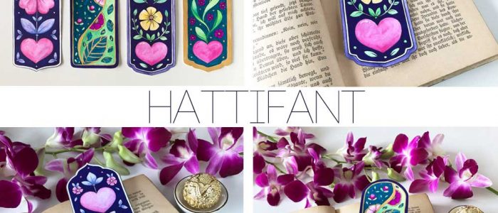 Hattifant's Flower and Hearts Bookmarks ready for Valentine