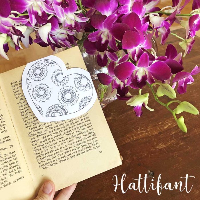 Hattifant's Corner Bookmarks with Hearts and Flowers