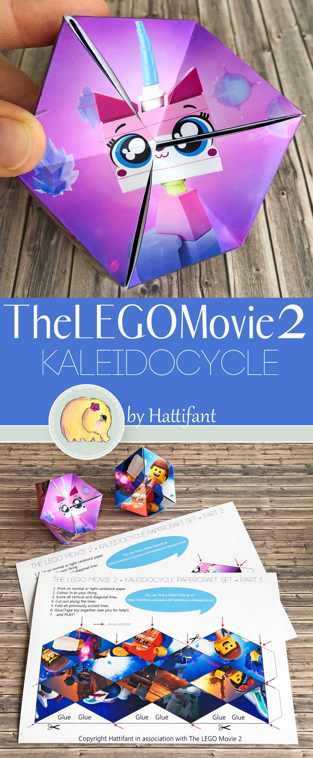 Hattifant's TheLEGOMovie2 Kaleidocycles Flextangles Papertoy Paper Toy