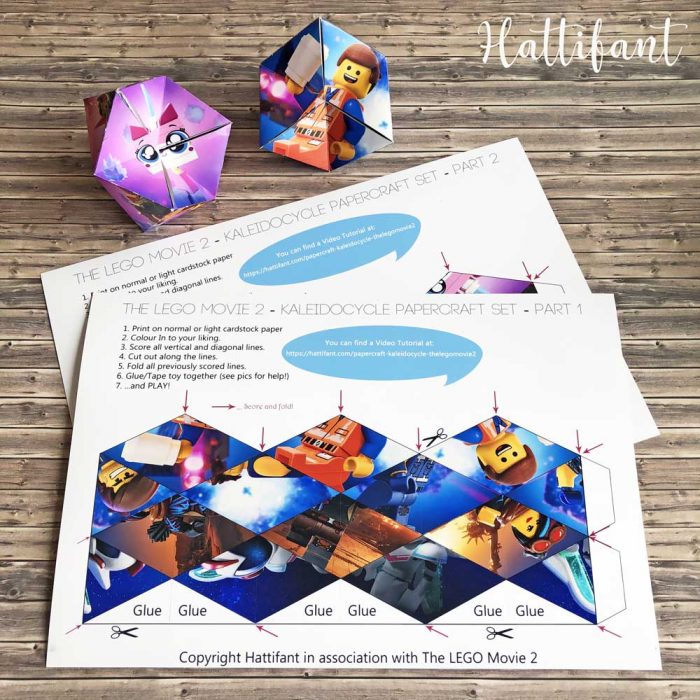 Hattifant's TheLEGOMovie2 Kaleidocycles Flextangles Papertoy Paper Toy