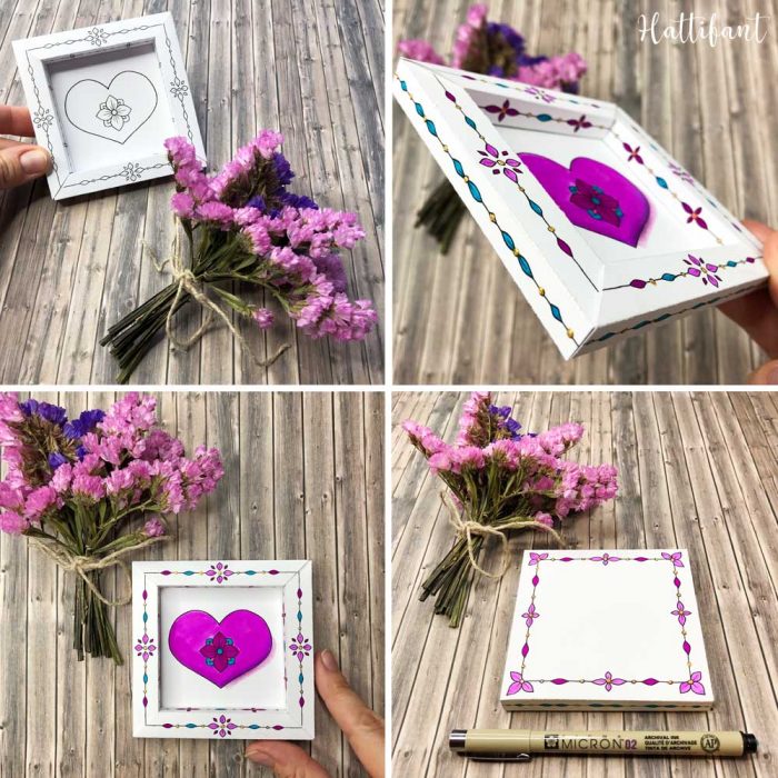 Hattifant's 3D Frames Valentine's Day Greetings to Color Example