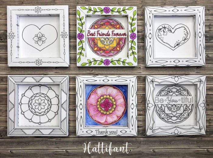 Hattifant's 3D Frames Valentine's Day Greetings to Color choices
