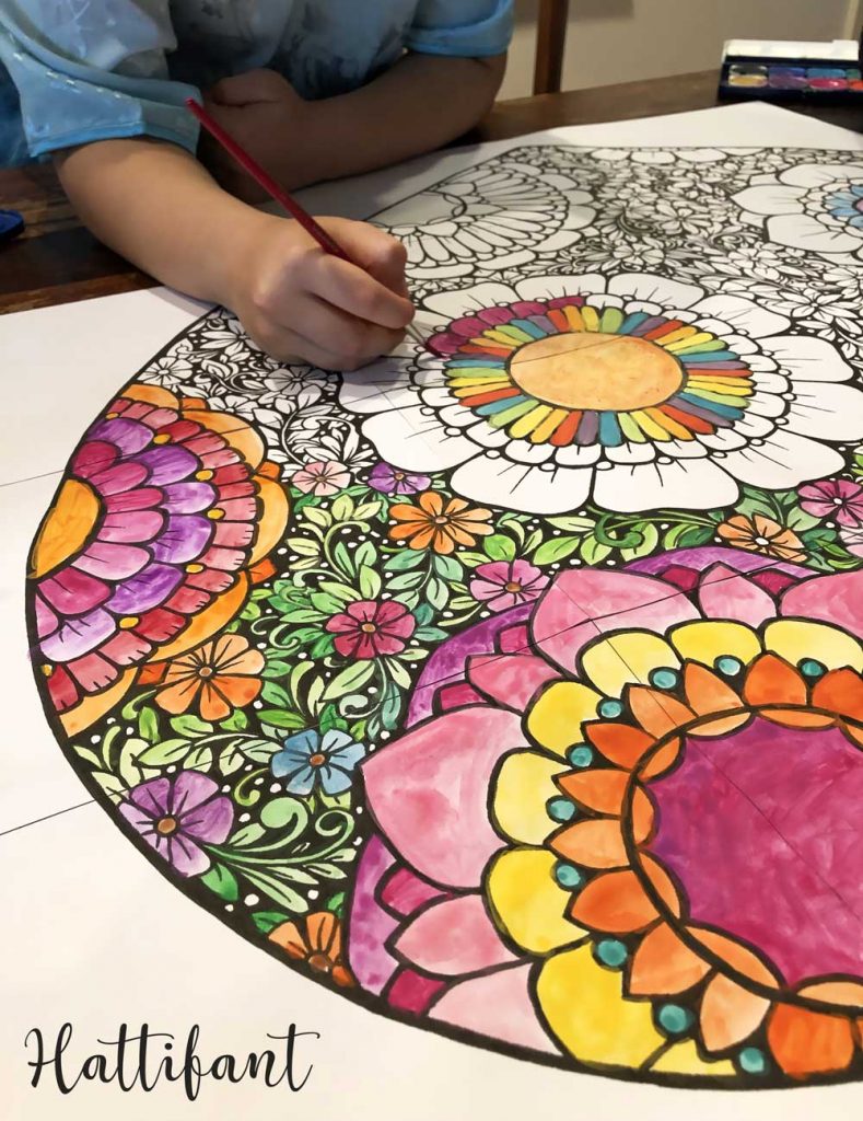 Hattifant's Flower Filled Heart Giant Poster and Coloring Page for Valentine's Day Girls coloring