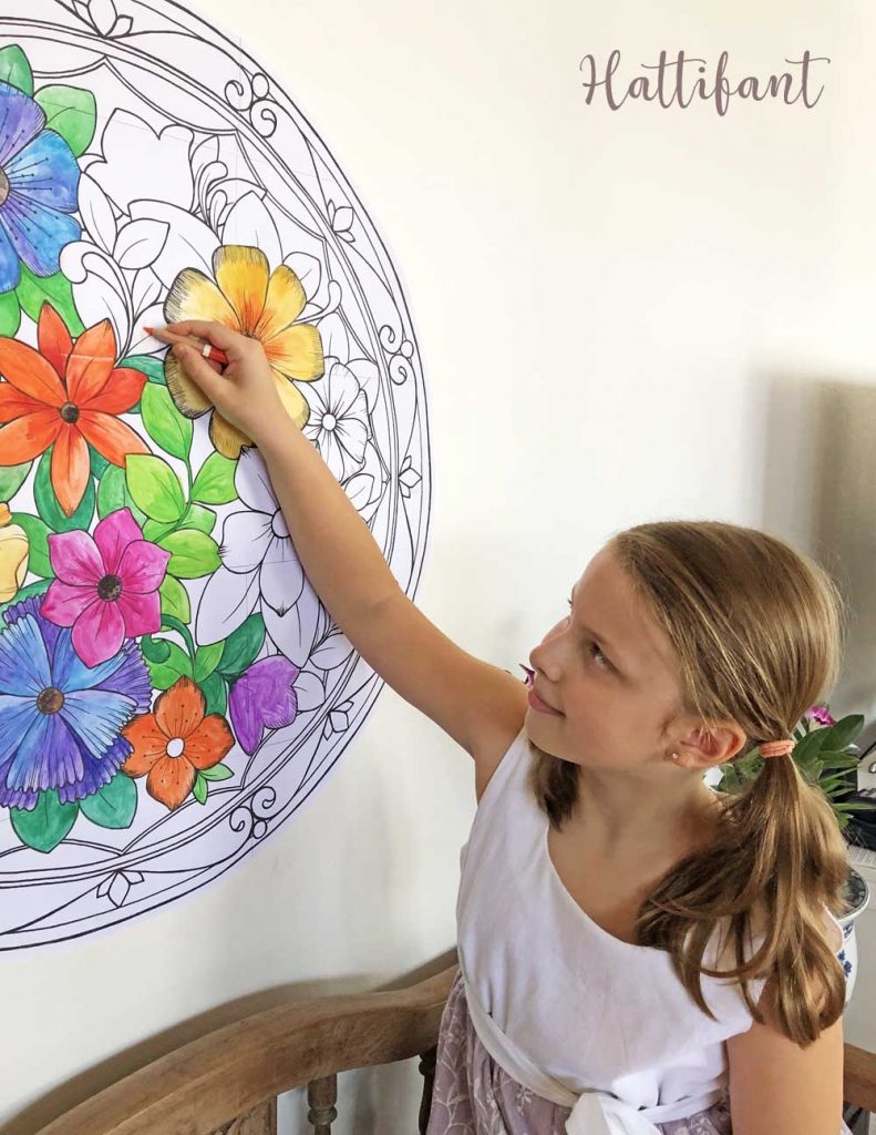 Hattifant's Giant Flower Mandala Poster Coloring Page to color