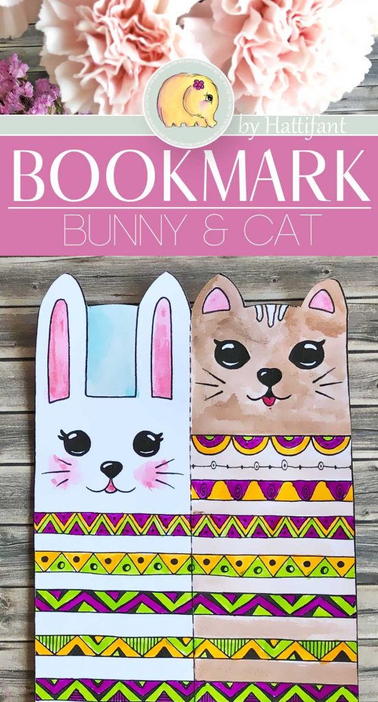 Hattifant's Bunny and Cat Bookmarks to Color and Create