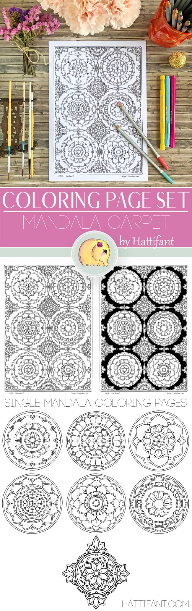 COLORING PAGE SET | Mandala Carpet - Hattifant