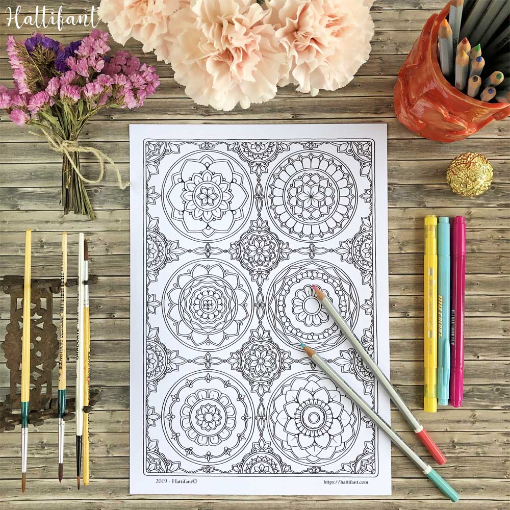 Hattifant's Mandala Carpet Coloring Page Set