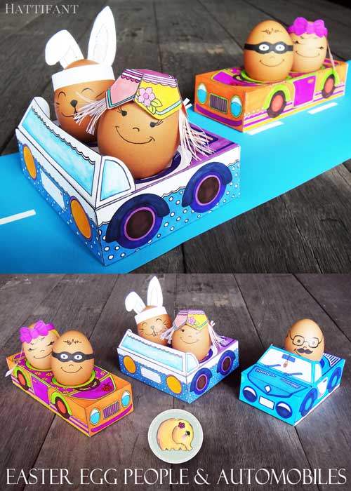 Hattifant's Easter Egg people and Automobile Paper Craft set