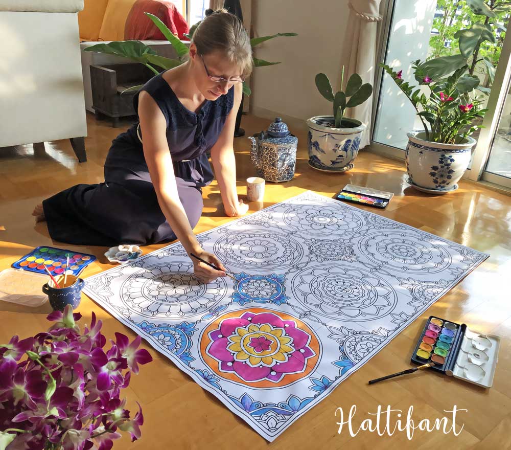 Hattifant's GIANT Mandala Carpet Poster to Color