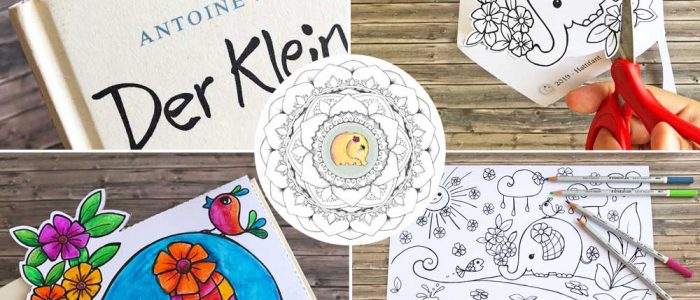 Hattifant's Kids Coloring Page and Corner Bookmarks Elephant Spring Flowers
