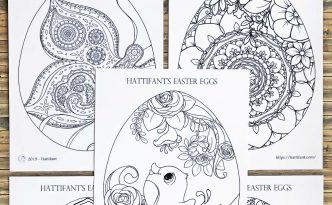 Hattifant's Easter Egg Coloring Page bundle with flowers, bird, mandala and butterfly