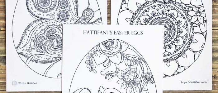 Hattifant's Easter Egg Coloring Page bundle with flowers, bird, mandala and butterfly