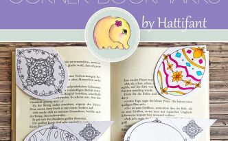 Hattifant's Easter Egg Corner Bookmarks to color