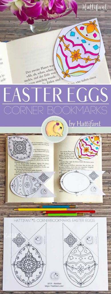 Hattifant's Easter Egg Corner Bookmarks to color