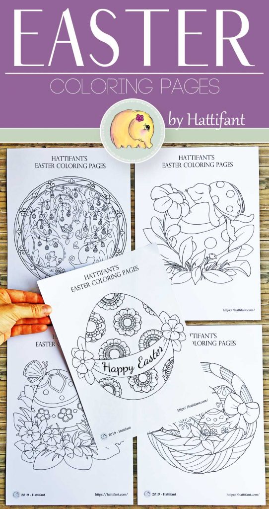 Hattifant's Easter Coloring Page Scenes