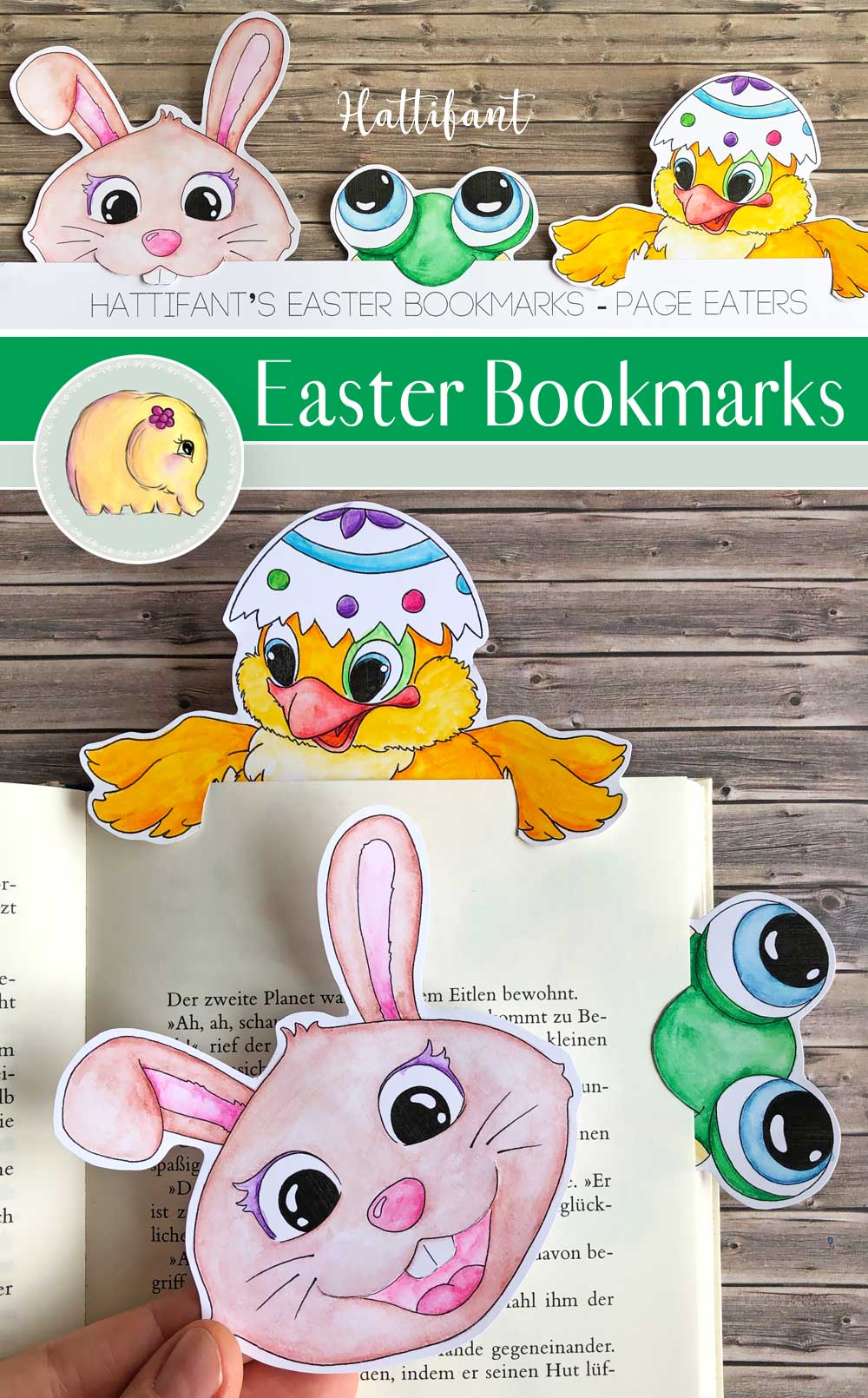 Hattifant's Easter Bookmark Page Eaters Bunny Frog Chicken Egg 1