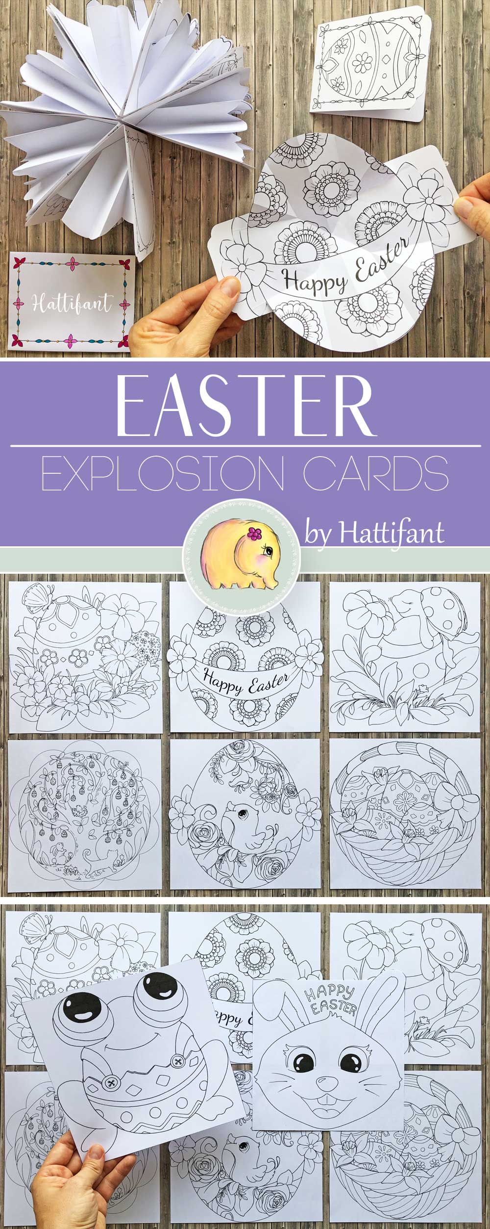 Hattifant's Easter Explosion Cards to Color