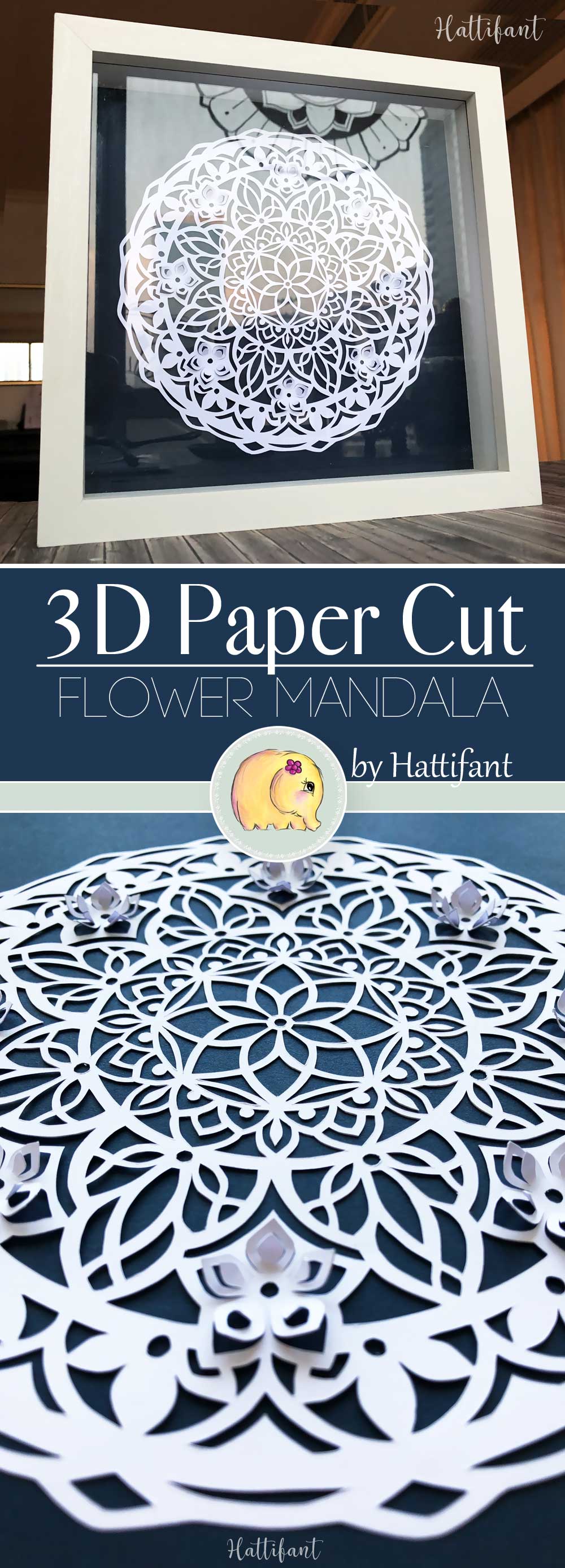Hattifant's 3D Papercut Paper Cut Flower Mandala Pin Me
