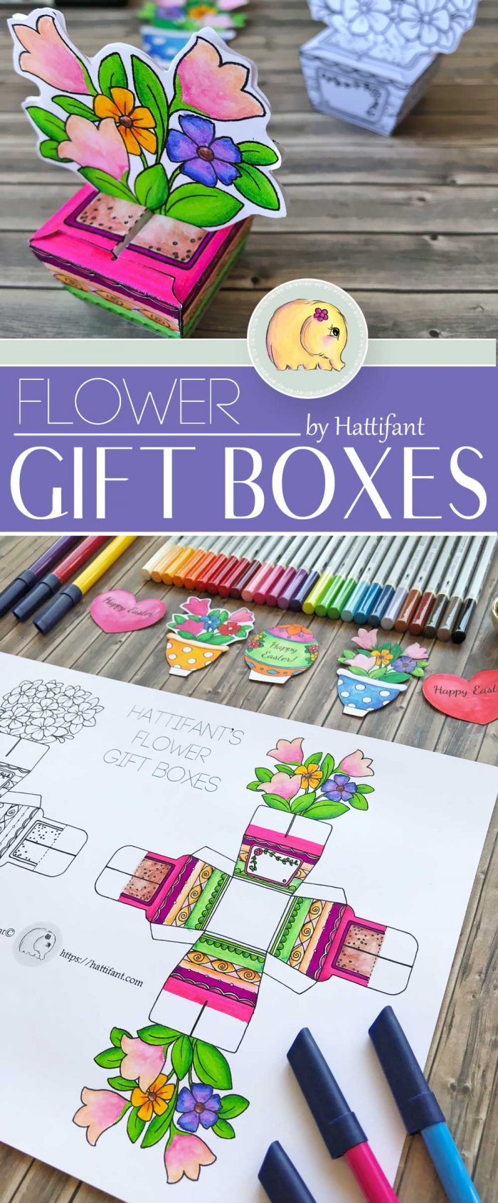 Hattifant's FLower Gift Boxes for Easter Bunny Shelf Sitters